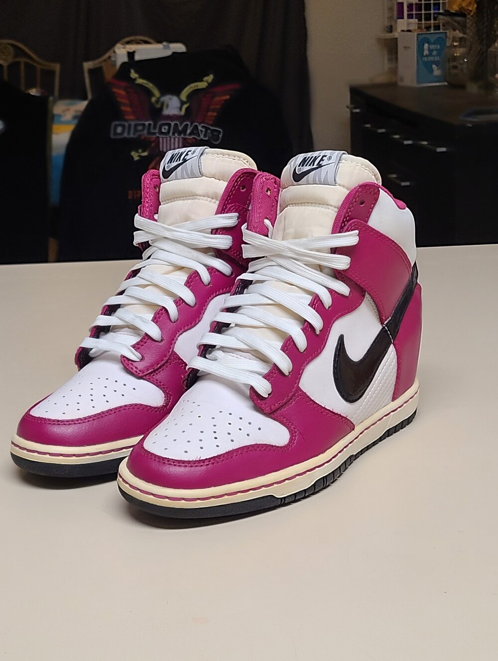 Nike Dunk Sky Hi Bright Magenta high top wedge skateboard sneakers size 7